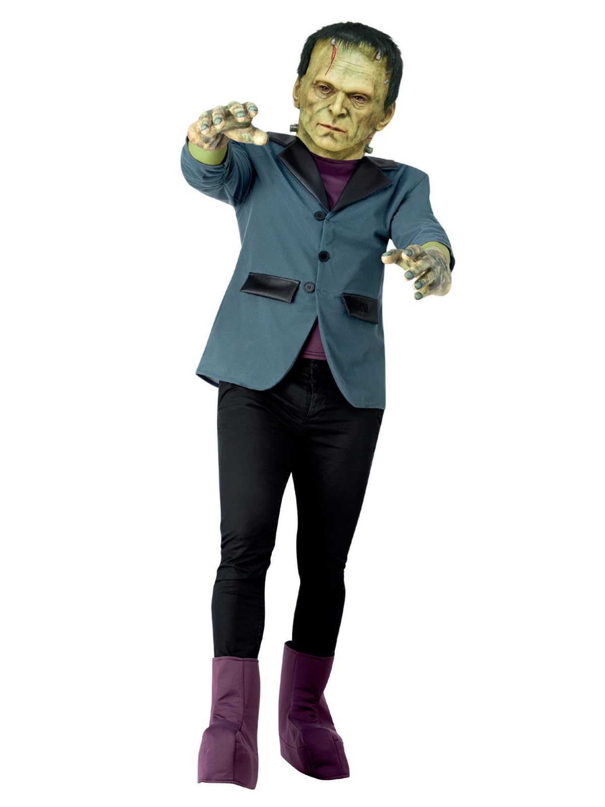 Smiffys Universal Monsters Frankenstein Costume, Adults Jacket, Mock Top, Latex Mask & Gloves, Official License Outfit with Full Overhead Latex Mask & Gloves, Perfect for Halloween & Themed Parties