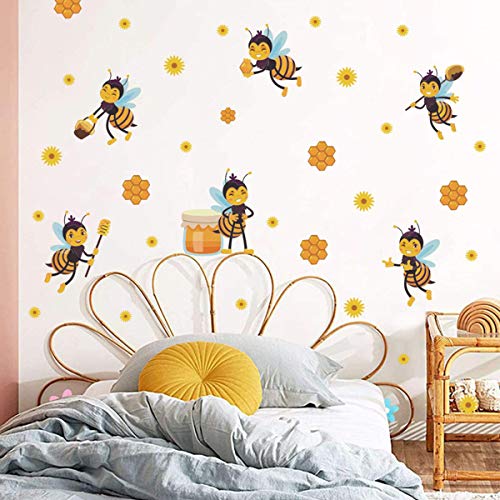 Bamsod adhesivos de pared flor colmena para habitación infantil miniatura 2