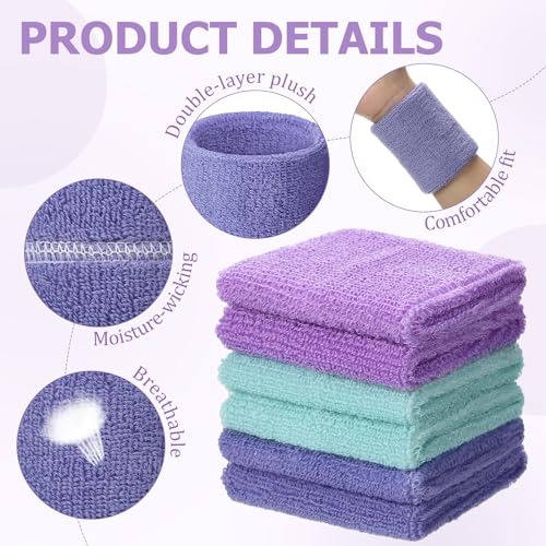 Image of Willbond Wrist Sweatbands, Sports Sweatbands for Competition, Sweat Absorbent, for Basketball, Tennis, Football, Running and Work (Pack of 6)