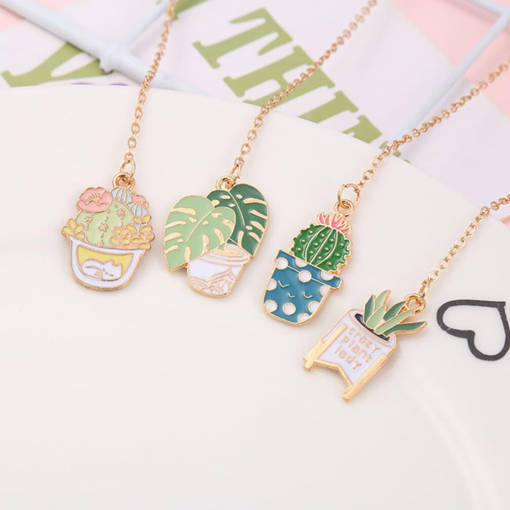 Lurrose 4pcs Metal Chain Bookmark Metal Leaf Bookmark Plant Design Decorative Reading Accessories for Book Lovers Writers Readers - Image 3