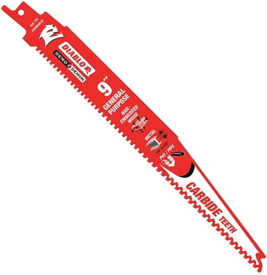 Freud Diablo DS0909CGP3 9-inch Carbide Tipped General Purpose Recip Blade 9-6 TPI (3/32-inch-1/4-inch), 3-Pack