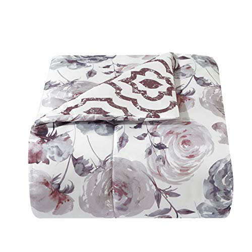 Park Lane Blossom Rustic Floral 11 Piece Bed In Bag Set, Includes Reversable Comforter, 2 Shams, 2 Fitted Sheets, 2 Flat Sheets, 4 Pillowcases, Queen, Rose Grey #TOP2