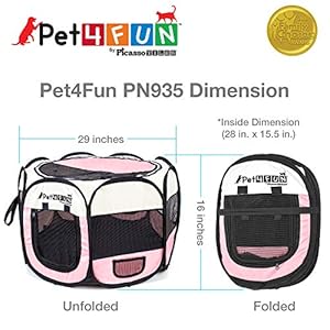 Pet4fun Pn935 29 Portable Pet Puppy Dog Cat Animal Playpen Yard Crates Kennel Wpremium 600d Oxford Cloth Toolfree Setup Carry Bag Removable Security Mesh Covershade 2 Storage Pocketspink  Cucciolini Doodles Pet4fun pn935 29 portable pet puppy dog cat animal playpen yard crates kennel wpremium 600d oxford cloth tool free setup carry bag removable security mesh covershade 2 storage pocketspink   cucciolini doodles