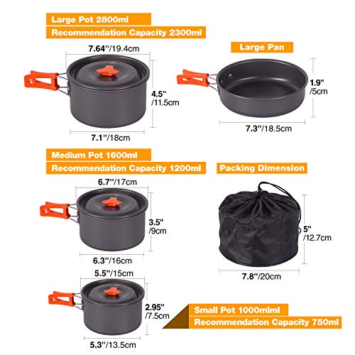 REDCAMP Kit de bagunça de utensílios de cozinha de acampamento com 19 peças, utensílios para fogueir