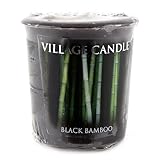 Village Candle Black Bamboo Wrapped Votive Candle, 2 Oz, Traditions Collection, Black