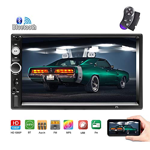 Bluetooth Car Stereo 2 Din 7'' Touch Screen Car Radio FM Receiver Mirror Link for iOS/Android Phone with Dual USB/AUX-in/SD Support Backup Camera Input + Steering Wheel Remote Control
