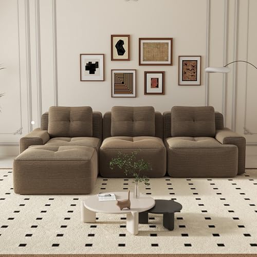 Canapé d'angle convertible, 293 cm Canapé 4 places en L, compressible canapé modulable Cloud...