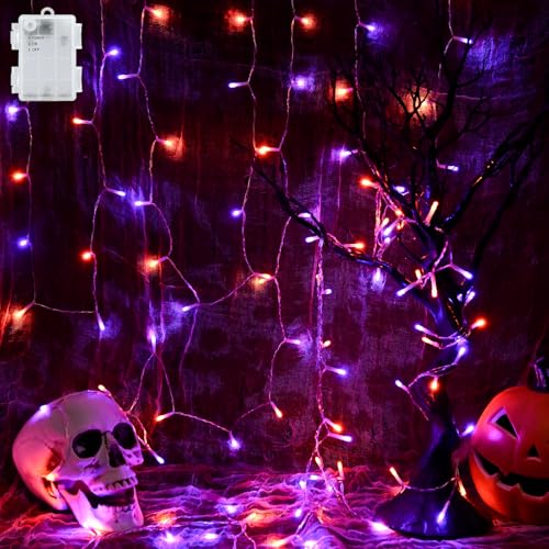 Cshare Halloween String Lights Battery Operated With Timer, Orange and...