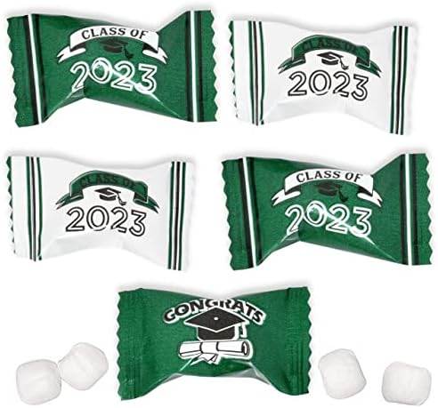 Green Graduation Butter Mints Class of 2023 Candies Bag 100 Count Individually Wrapped Congratulations Grad Mint Candy 13 Ounce Bags Goody Treats Sweet Holiday Dinner Party Supplies Decoration