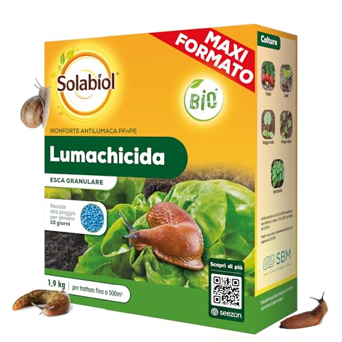 solabiol lumachicida pfnpe biologico a base di fosfato ferrico, elimina lumache e chiocciole 1,9 kg