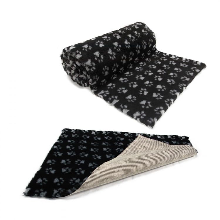 SoulPet NON-SLIP High Grade Vet Bedding Black Grey Paws ROLL WHELPING FLEECE DOG PUPPY PRO BED Size: 51cm x 51cm โ image 1