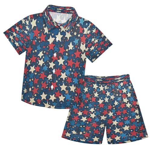 Boccsty Stars Usa Independent Day Boy Summer Shorts Sets Hawaiian Toddler Boys T-Shirt & Pants 2 Pcs 3T