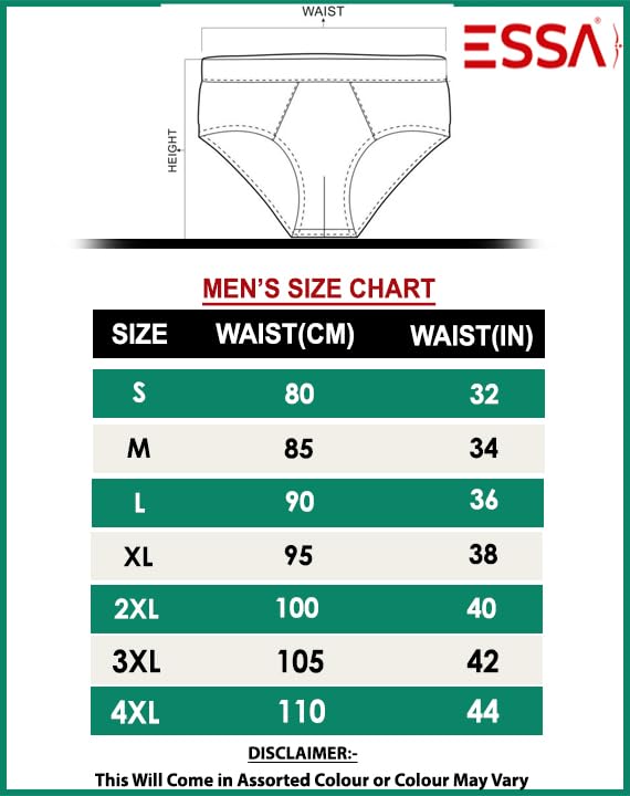 Image of ESSA Men's Cotton Briefs Pack of 6 - Breathable and Comfortable | Fun Colors & Budget-Friendly | Classic & Cool Style | Value Pack | 10x The Comfort, 10x The Style