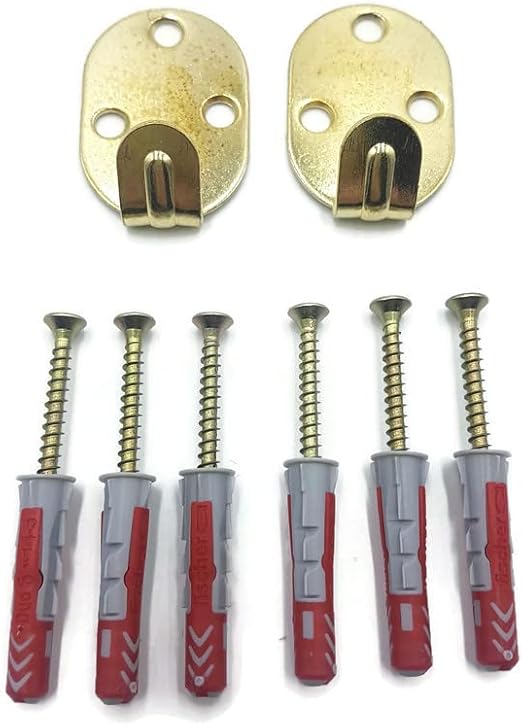 2 x Heavy Duty Wall Hooks 3 Hole Brass Plated Large Picture/Mirror