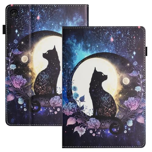 LSPCASA Coque pour Xiaomi Redmi Pad 2 9.7 Pouces 2026 Tablet Cover | PU Cuir Housse Étui de Protection avec Support Fonction Porte-Stylo Flip Cover pour Redmi Pad 2 9.7" Chat lunaire