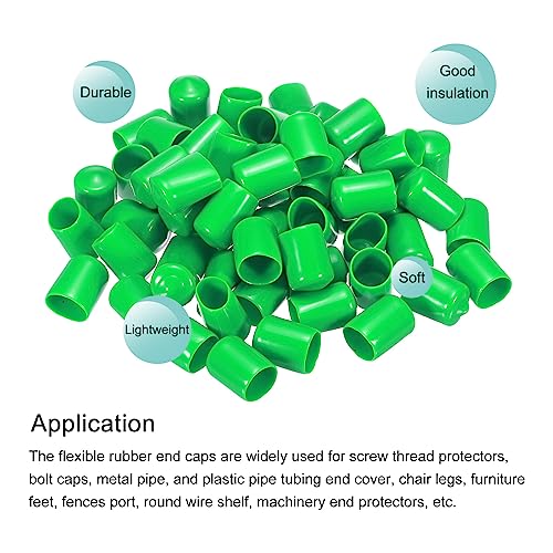 Image of MECCANIXITY 100pcs 15mm Rubber End Caps Cover PVC Vinyl Screw Thread Protector Round Wire Shelf Caps for Screw Bolt Pipe Fence Post, Green