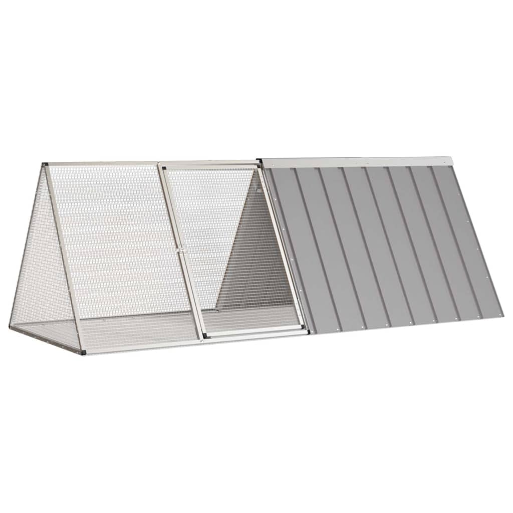 Kaninchenkäfig Grau aus verzinktem Stahl 201,5x80,5x71 cm mit Schwenktür und Verschlusssystem, Kleintiergehege für Hasen und Meerschweinchen, geeignet für Balkon, Garten, Wohnzimmer