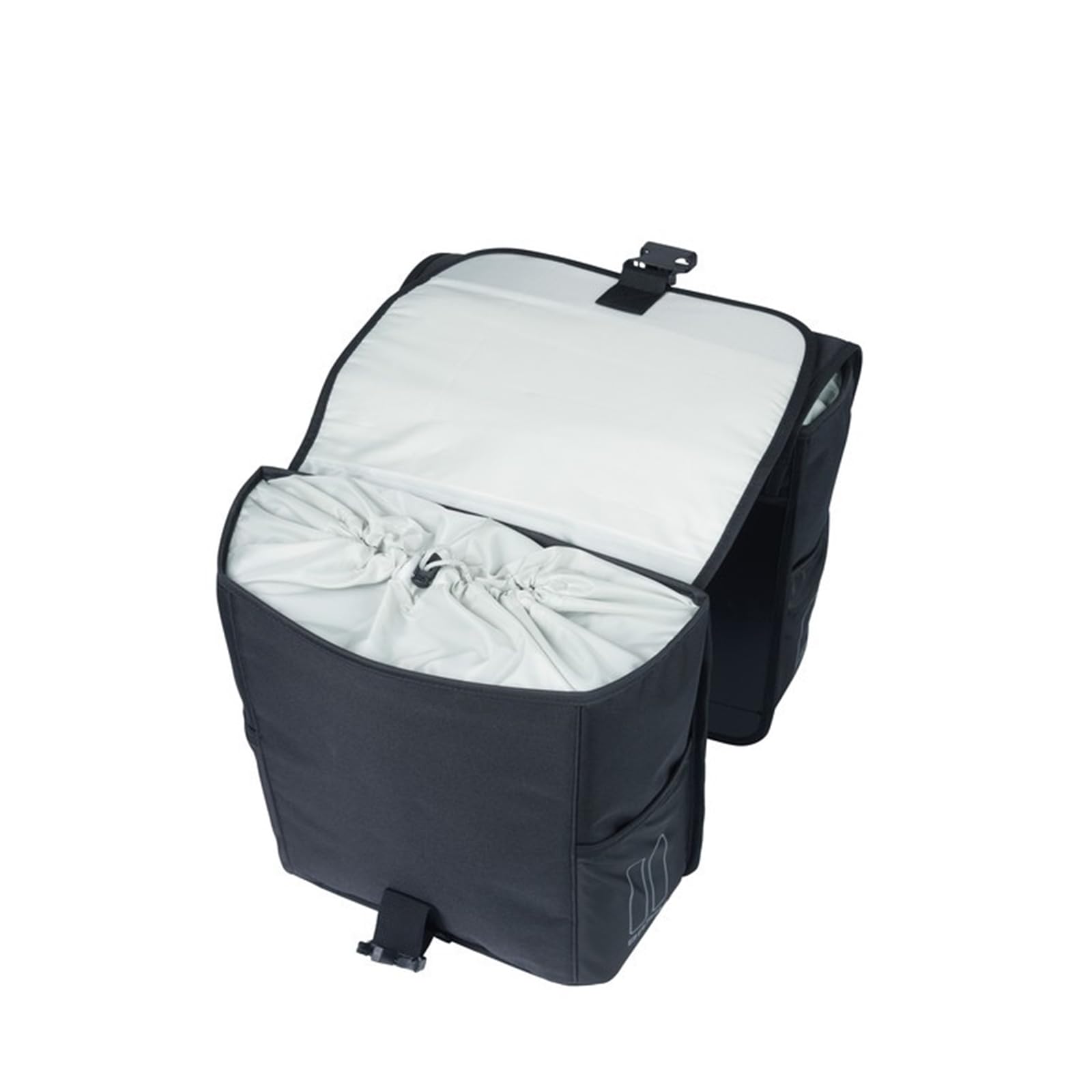Basil Go Double Bag MIK - 32 l, Noir, imperméable, avec système MIK verrouillable, Parfait pour Les trajets en Ville, Les Courses et l'utilisation Quotidienne