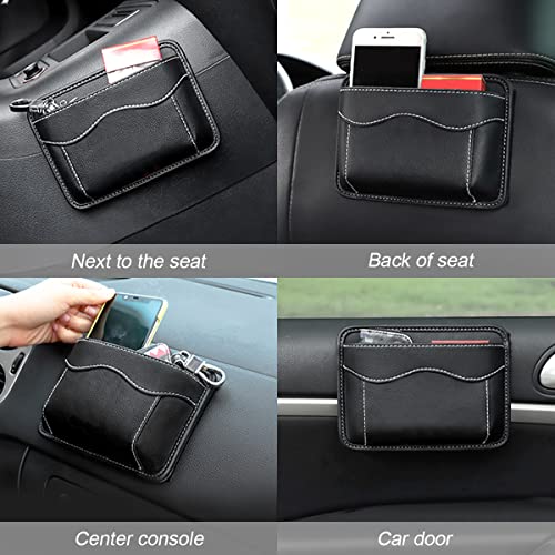 Car Seat Side Pocket Organizer, Pu Leather Mini Storage Bag For Auto Door Window Console, Pen Phone Holder Tray Pouch Vehicle Seat Gap Filler, Fits To Organize Document, Registration, Notepad (Black) #TOP4