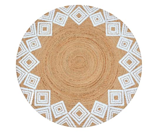 Jute Rug, 48" Circular, Braided, Natural, 4 Feet Round