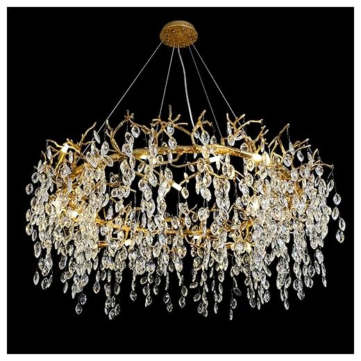 AUEAAOW Modern Crystal Chandelier Antique Bronze Gold Tree Branch Chandeliers Farmhouse Luxury Foyer Hall Entry Way Light Fixture for High Ceiling Large Chandelier 39.3"