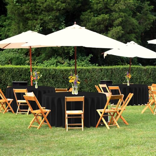 Image of sancua Black Round Tablecloth 132 Inch Diameter, 6 Pack - Circle Polyester Fabric Table Cloth for Wedding Party Reception Banquet Birthday, Washable Formal Table Cover (Fit 54-96 Inch Tables)