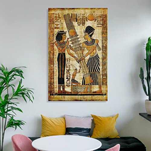 Tomart Art Print Ancient Egyptian Papyrus Hieroglyph Art Print Poster Canvas Painting Posters And Prints Wall Art Pictures For Living Room Bedroom Decor 24X36Inch(60X90Cm) Frame-Style #TOP5