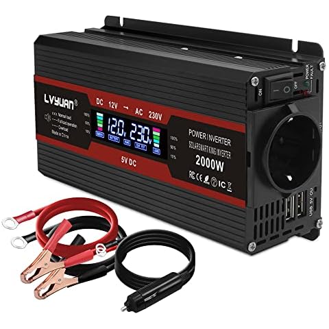 Inversor de Corriente Coche Cantonape 800w/2000w con Pantalla LCD Cover