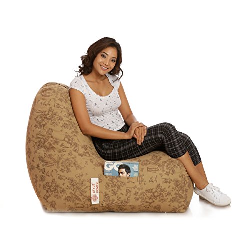 Image of Style Homez Hackey Cotton Canvas Abstract Printed Bean Bag XXL Size Filled with Beans Fillers