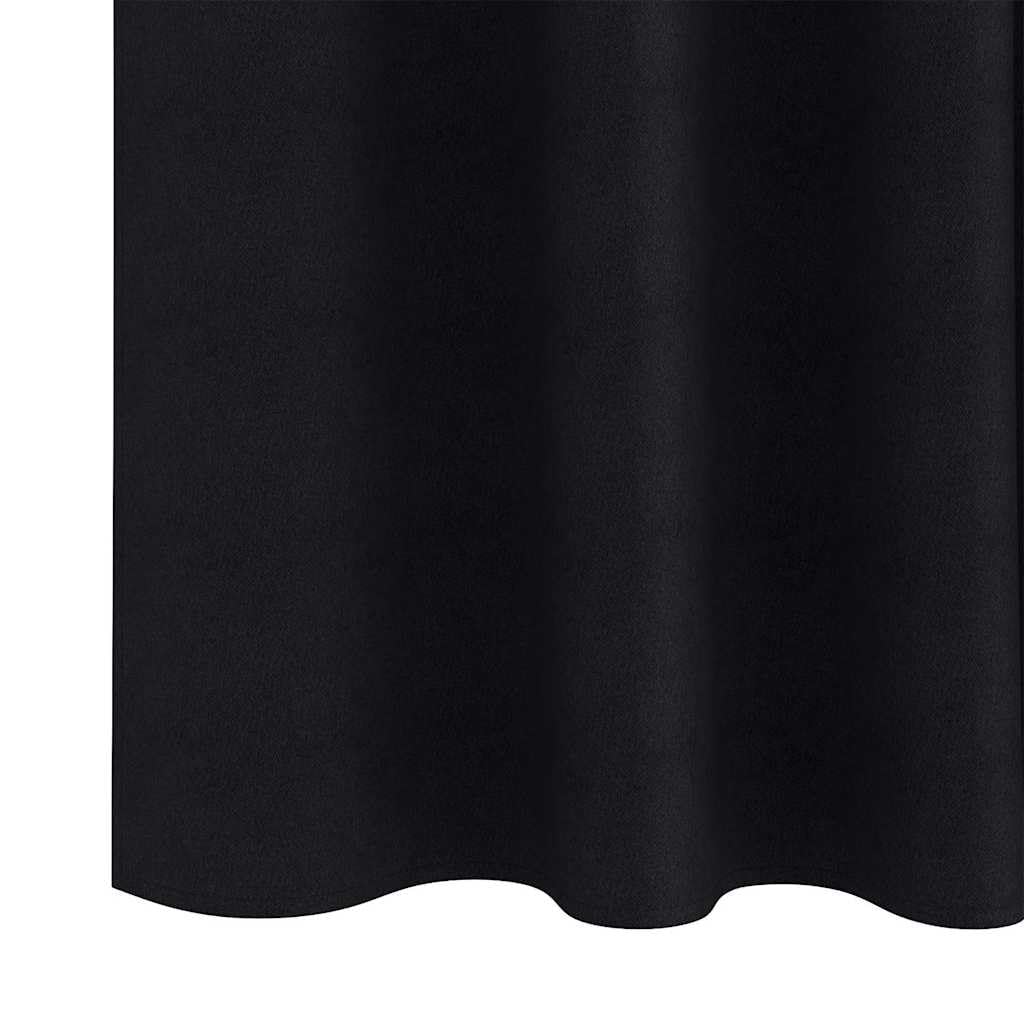 vidaXL Cortinas Opacas con Anillas 2 uds. Negro 260 x 140 cm Poliéster