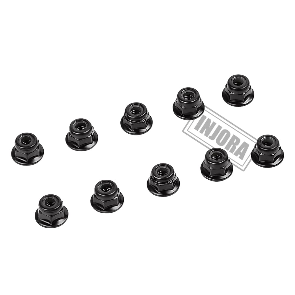 INJORA 10PCS M4 Wheel Nuts Metal Flanged Nyloc for 1/10 RC Car Crawler TRX4 TRX6 Axial SCX10
