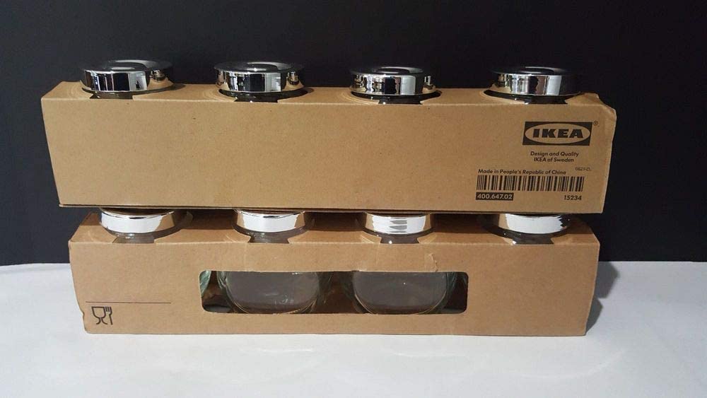 Ikea 2 Set RAJTAN Spice 4 jar - Minimalist Spice Jars - Height: 8 cm, Volume: 15 cl
