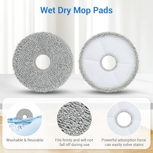 Image of Replacement Accessories Parts for Roborock Saros 20, Saros 10R, Qrevo Edge 2, Qrevo CurvX Robot Vacuum Kit, 2 Main Brush 4 Hepa Filter 6 Mop Pads 6 Side Brush 6 Dust Bags