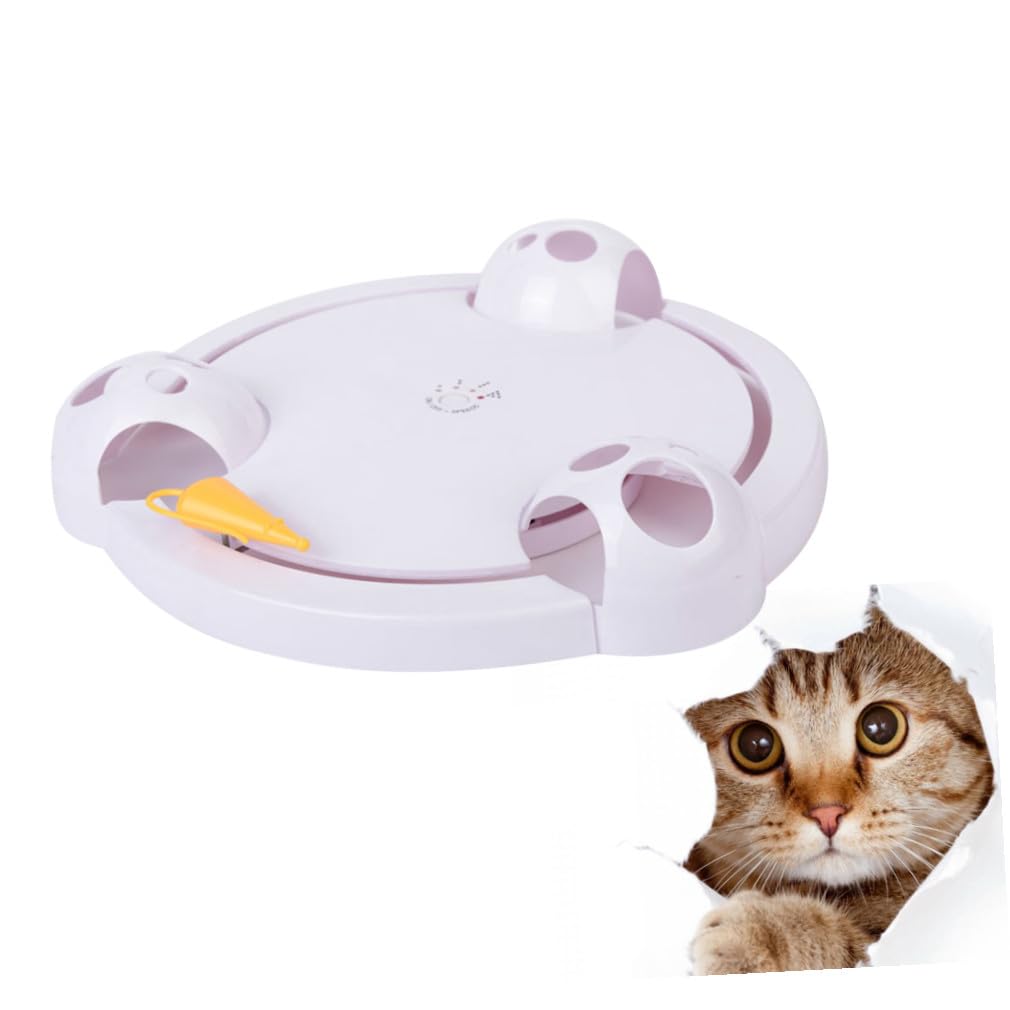 Toyvian Jouet Électrique pour Chat Plateau Tournant Automatique De Taquinerie pour Chats Jouet Mobile avec Réglages Variés