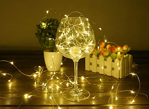 BHCLIGHT LED String Lights Battery Operated Starry Copper Wire Waterproof Décor Rope Lights For Seasonal Decorative Christmas Holiday, Parties,Wedding(50 Leds, 16.5 ft, Warm White)