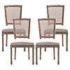 Nrizc Farmhouse Dining Room Chairs Set of 4 French Dining Chairs with Square Rattan Back Solid Wood Legs French Bistro Chairs for Dining RoomLiving RoomKitchenRestaurant