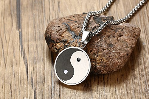 VNOX Chinese Philosophy Taoist Symbol Yin-Yang Taichi Yoga Stainless Steel Rhinestone Pendant Necklace,Amulet Jewelry4