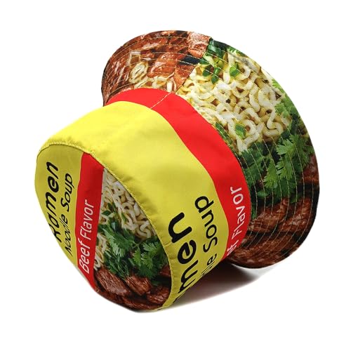 Image of Bucket Hat for Women Men,Travel Sun Beach Cap,Unisex Fishing Outdoor Boonie (Beef Ramen)
