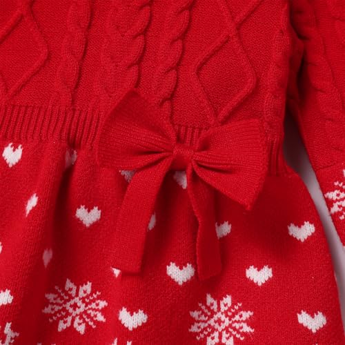 ABAFIP Newborn Baby Girl Christmas Sweater Dress Crochet Knitted Ruffle Long Sleeve Fall Winter Xmas Dress Outfit4