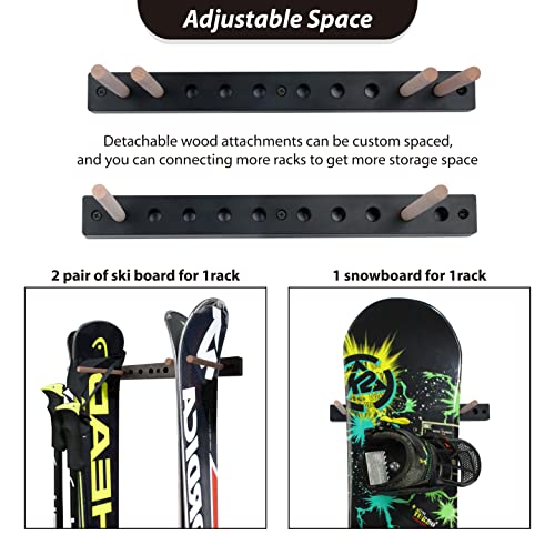 Ski Wall Rack Snowboard Wall Mount Storage Rack Holds 5 Pairs Of Skis & Skiing Poles Or Snowboard, For Home And Garage,2 Set #TOP1