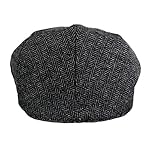 Wonderful Fashion Men's Classic Herringbone Tweed Wool Blend Newsboy Ivy Hat (Large/X-Large, Charcoal) - Image 3