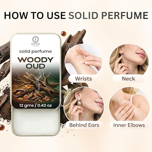 Image of Solid Perfume |Woody oud&Halfeti leather Alcohol Free Wax Perfume Balm, Long Lasting | Pocket Tin 12g, Pack Of 2| Non Greasy Smooth Glide, Travel Friendly Unisex