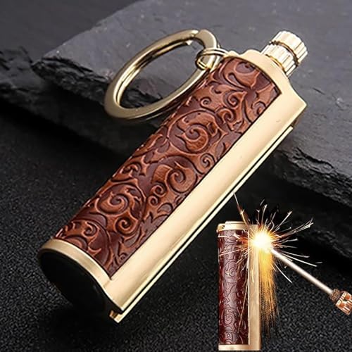 Waterproof Flints Fire Starter Match, Portable Flints and Steel Fire Starter Kit, Permanent Match Strike Set 10000 Times, Camping Fire Starter Survival Tool (Red Cylinder)