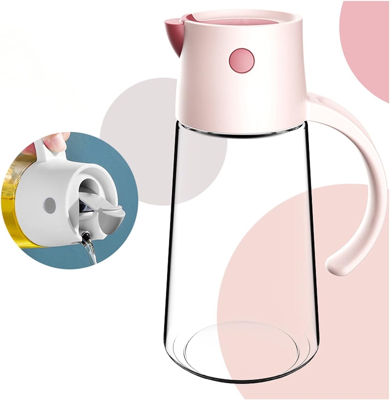oil bottle Glass Oil Dispenser with Handle Automatic Opening and Closing Oil Bottle Kitchen Oil and Vinegar Dispenser Household Oil Pourer oil sprayer(Color:B,Size:Medium)