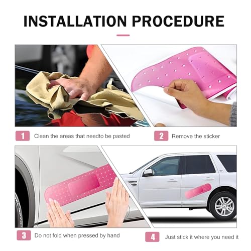 Image of Funny Car Bandaid Sticker, 24.02 inch x 6.29 inch Giant Waterproof Vinyl Bandaid Decals for Scratches /Dents, Universal Scratch Cover Bumper Stickers (Large Size, Pink)