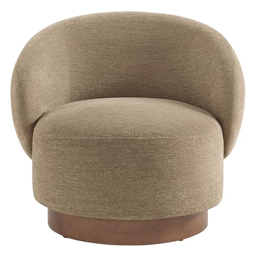 Image of KISLOT Swivel Accent Chair Modern Round Barrel Armchair with Upholstered Performance Fabric for Living Room Bedroom Waitingroom,2 Box,Brown