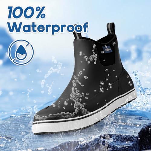 Riverruns Men's Deck Boots 6-Inch Rain Boots Anti-Slip Waterproof Rubber Fishing Garden Ankle Work Booties Shoes2