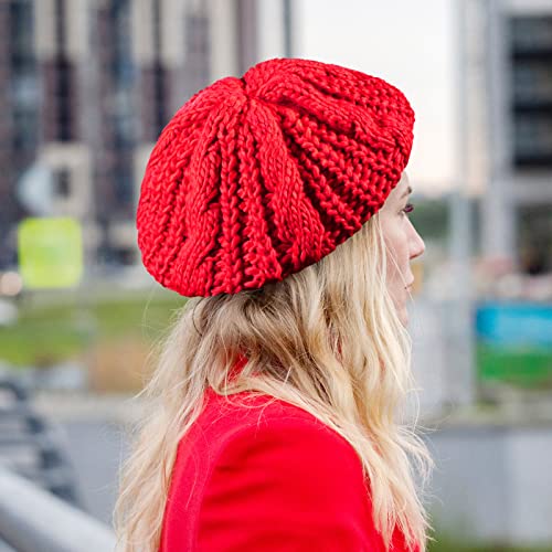 Satinior Soft Lightweight Crochet Beret 4 Pieces Beret Hats For Women Knit Autumn Winter Hats #TOP6