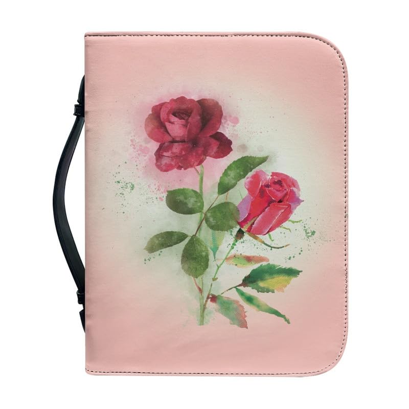 Garronmavis Watercolor Roses Bible Cover Books Book, Red Rose Bible Holder, Artistic Floral Painting Bible Cases for Worship - M — image 1