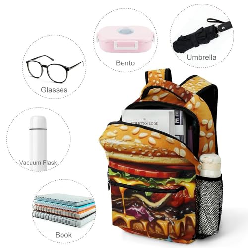 Cheeseburger Backpack for Boys and Girls - Funny Hamburger Backpack for School, Travel, and Laptop3